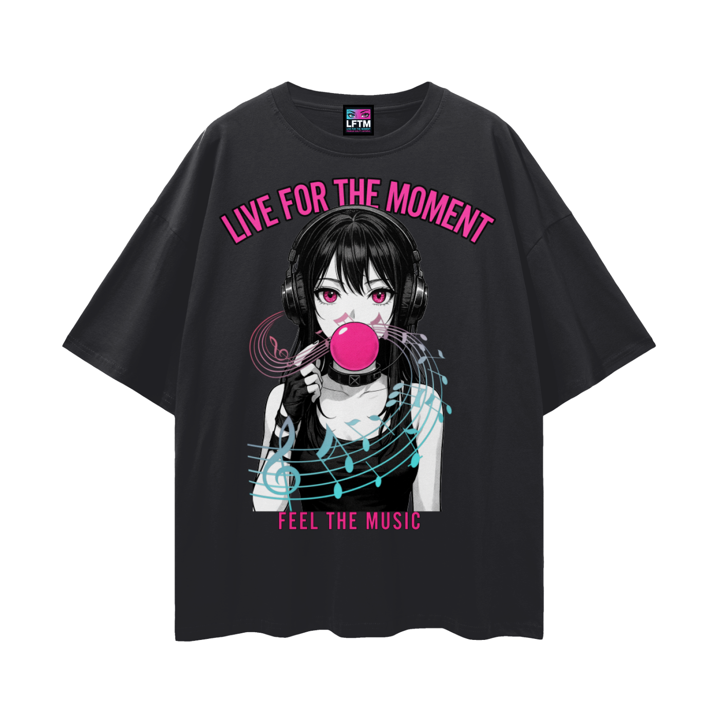 FEEL THE MUSIC TEE (Streetwear Loose Drop Shoulder)