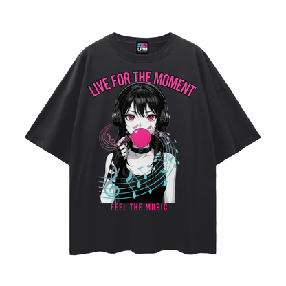 FEEL THE MUSIC TEE (Streetwear Loose Drop Shoulder)