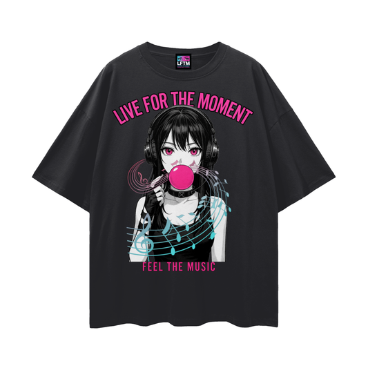 FEEL THE MUSIC TEE (Streetwear Loose Drop Shoulder)