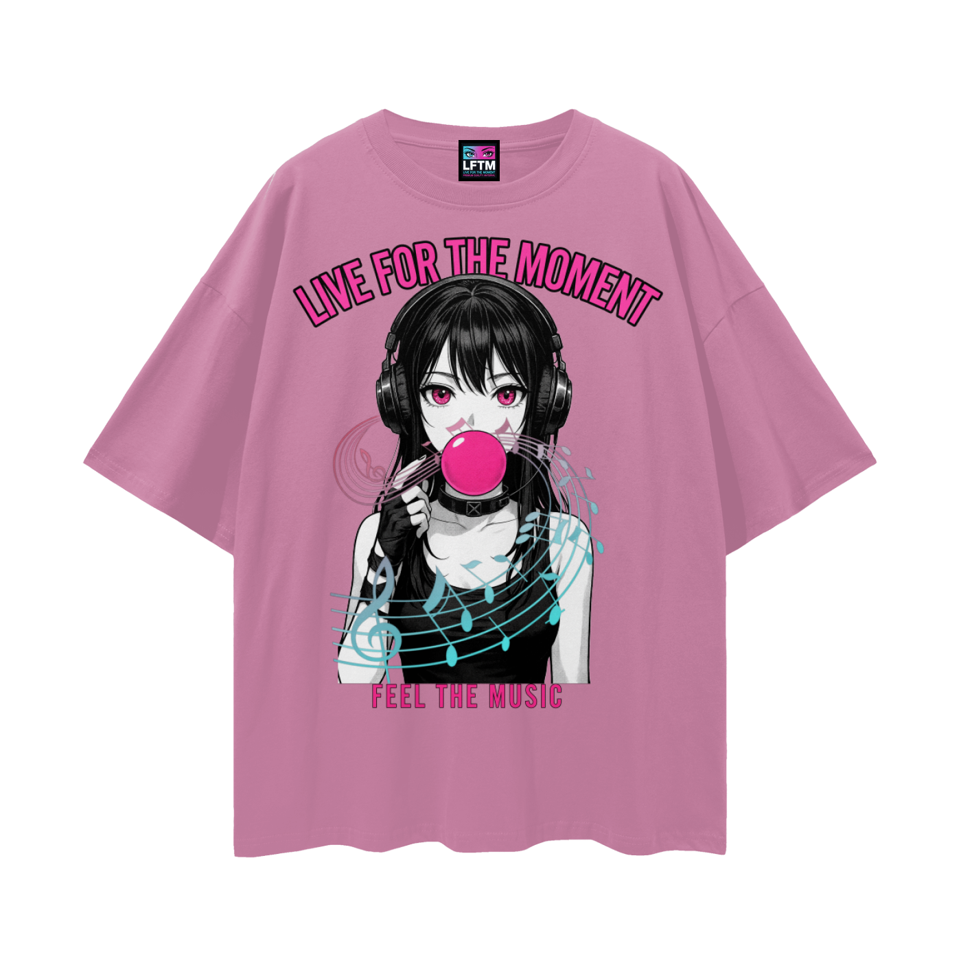 FEEL THE MUSIC TEE (Streetwear Loose Drop Shoulder)