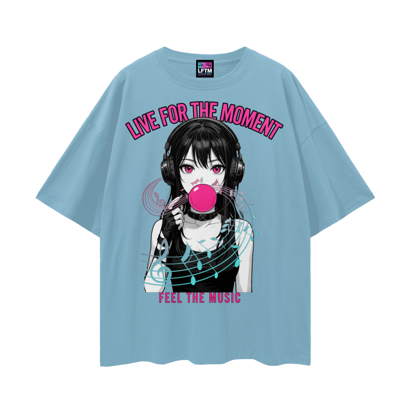 FEEL THE MUSIC TEE (Streetwear Loose Drop Shoulder)