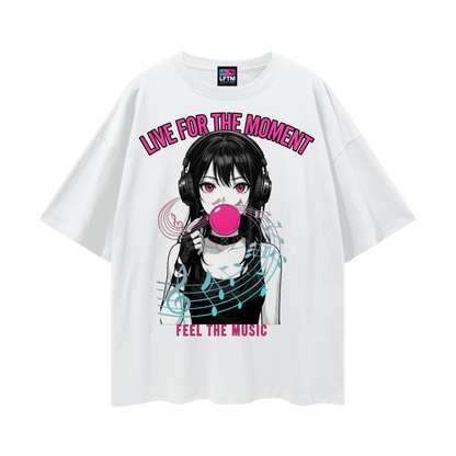 FEEL THE MUSIC TEE (Streetwear Loose Drop Shoulder)