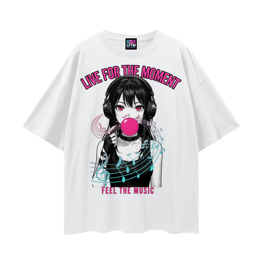 FEEL THE MUSIC TEE (Streetwear Loose Drop Shoulder)